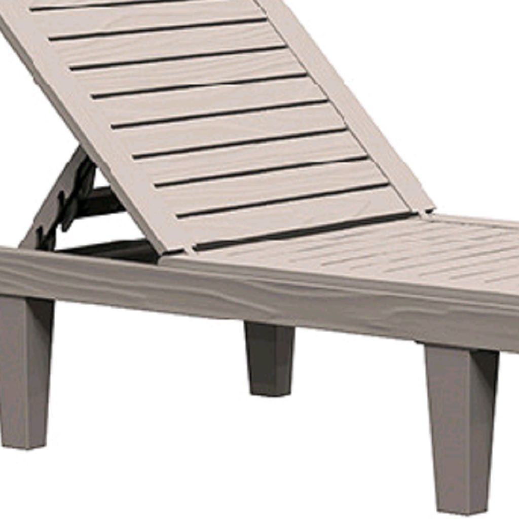 75" Light Brown Heavy Duty Plastic Five Position Adjustable Outdoor Chaise Lounge