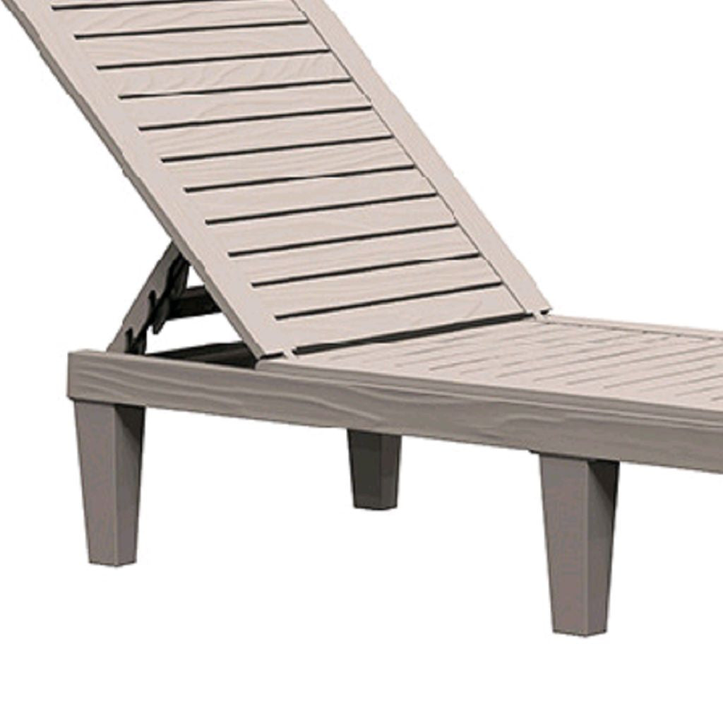75" Light Brown Heavy Duty Plastic Five Position Adjustable Outdoor Chaise Lounge