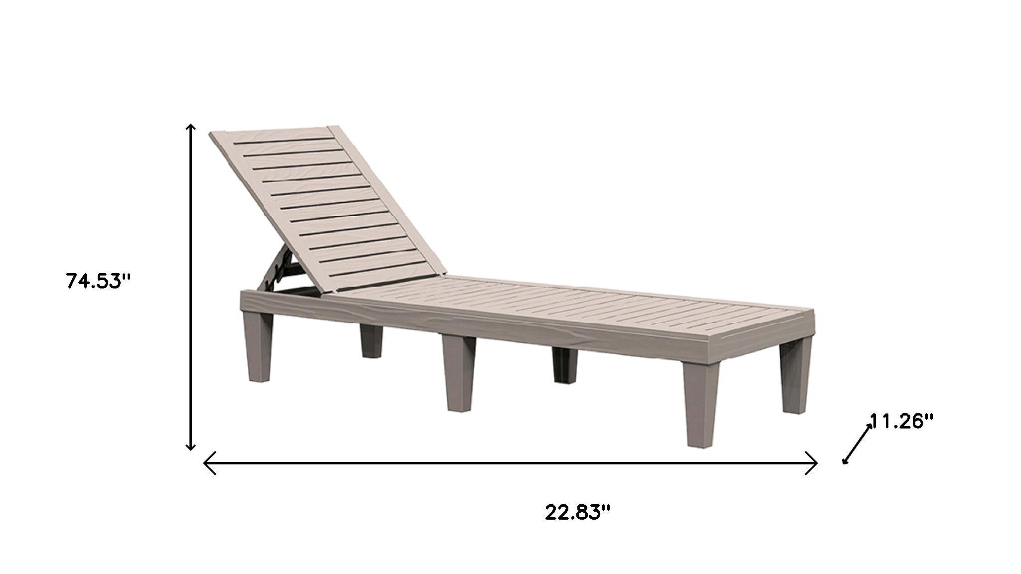 75" Light Brown Heavy Duty Plastic Five Position Adjustable Outdoor Chaise Lounge