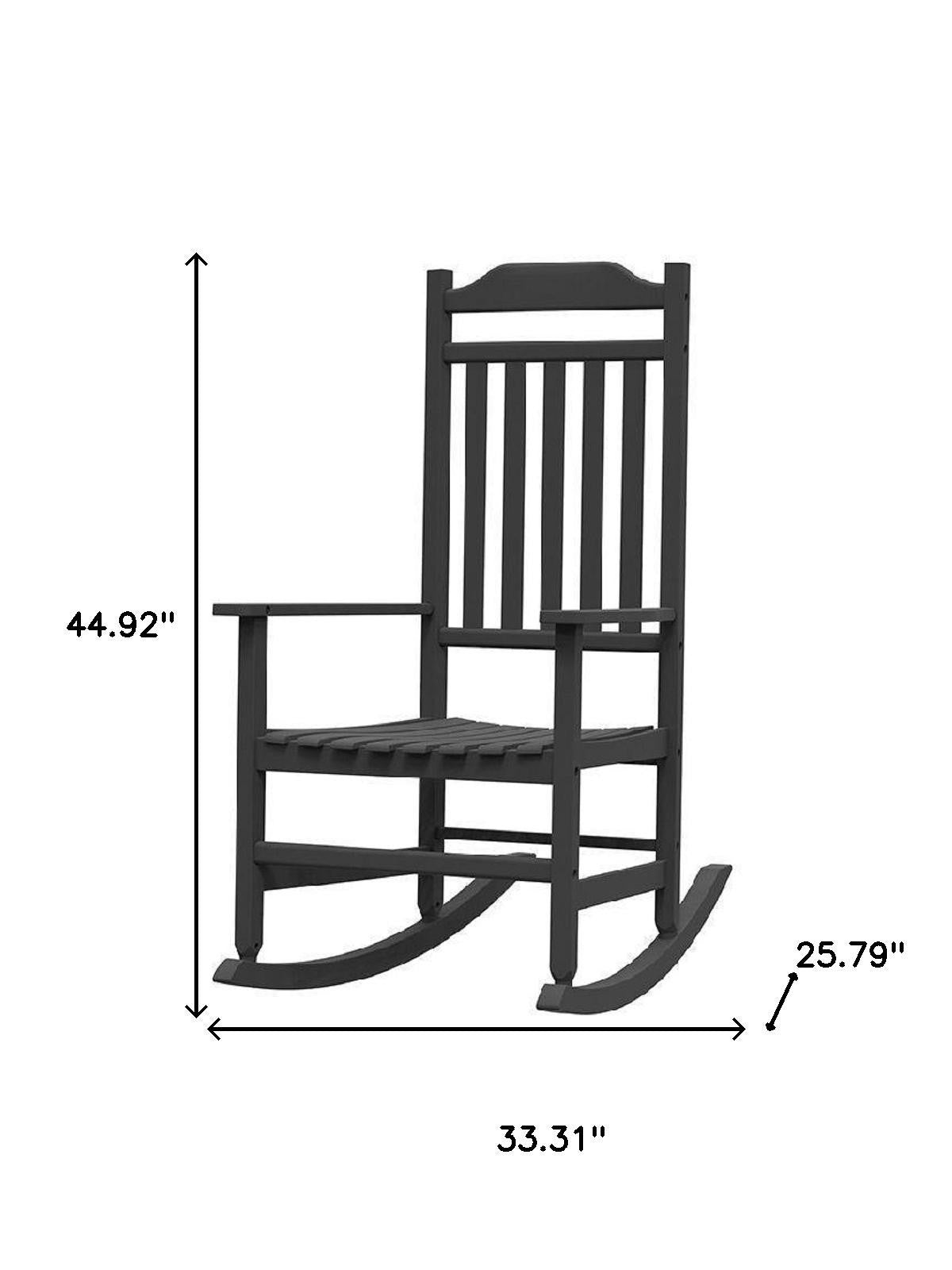 33" Black Heavy Duty Plastic Outdoor Rocking Chair