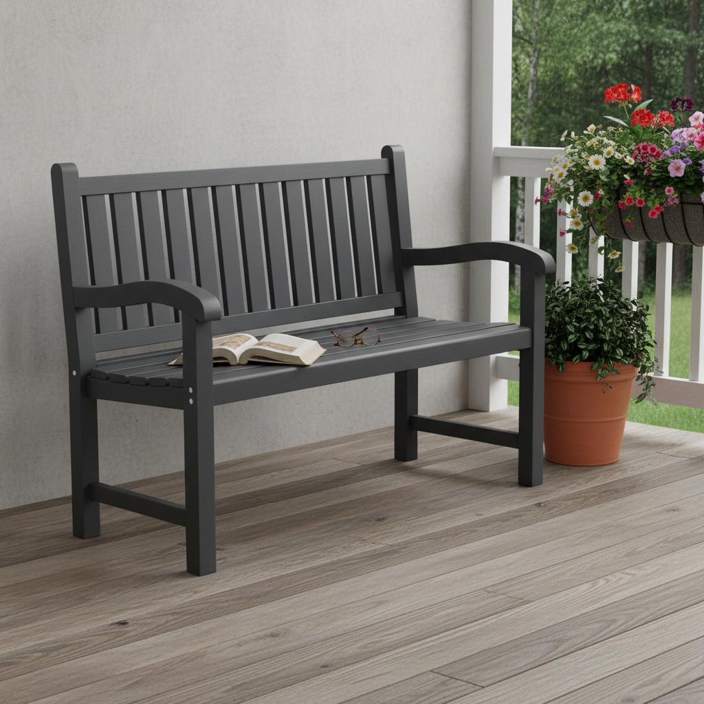 48" Black Metal Garden Bench
