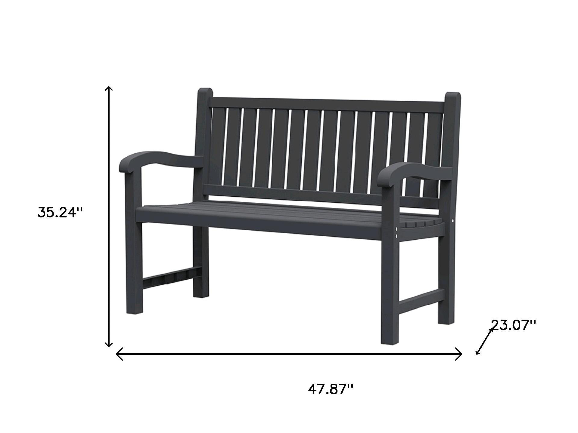 48" Black Metal Garden Bench