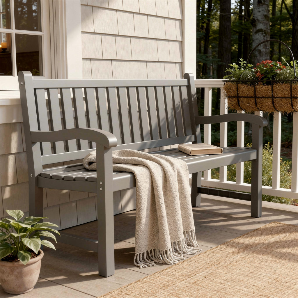 48" Light Brown Resin Garden Bench