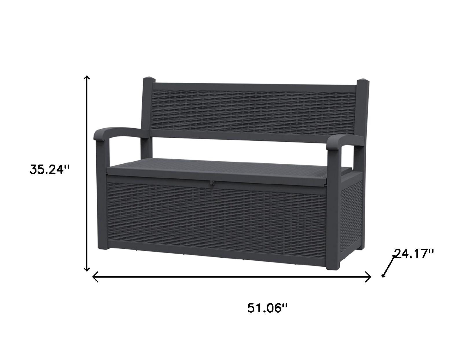 51" Black Metal Storage Bench