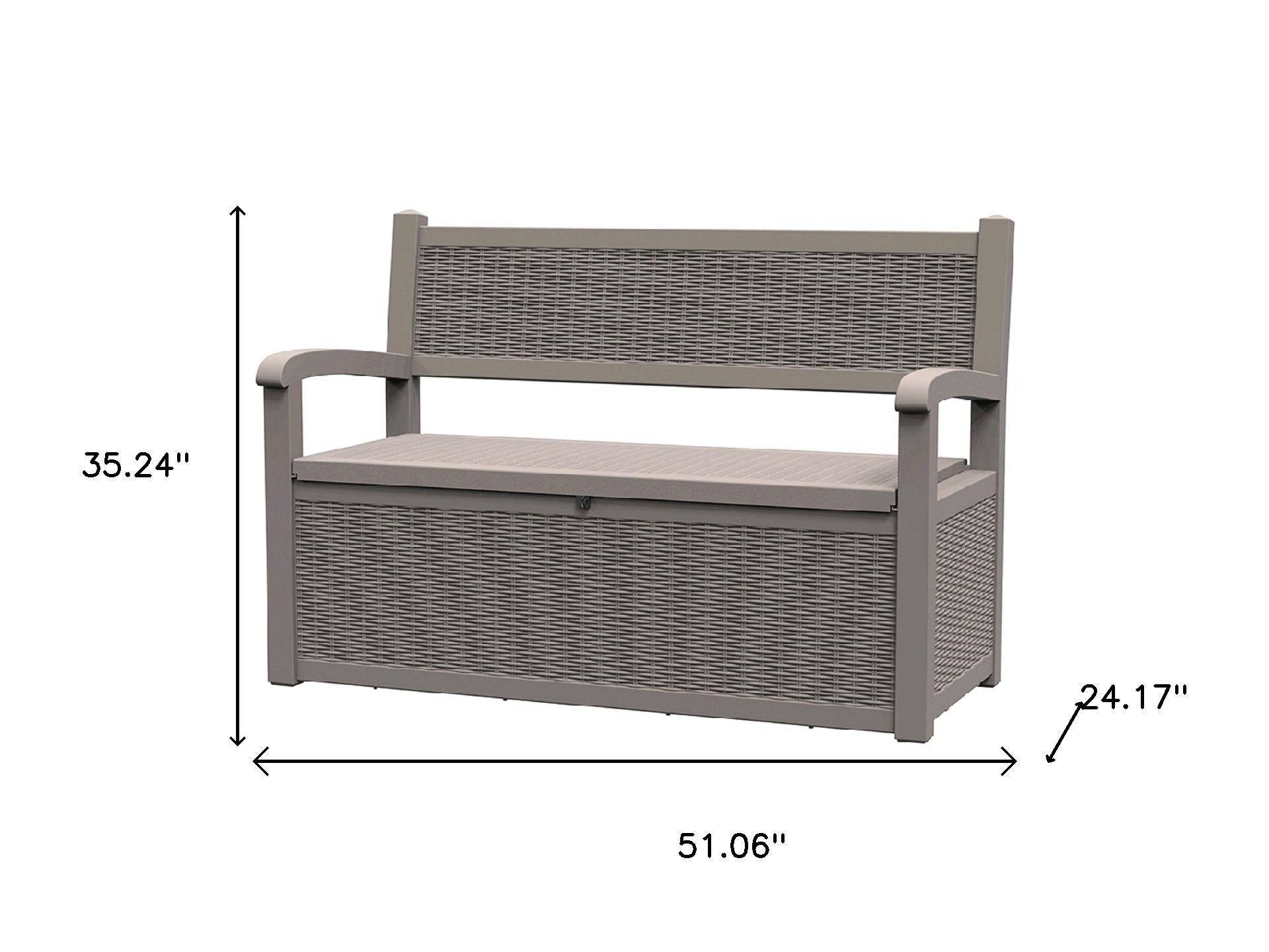 51" Light Brown Metal Storage Bench