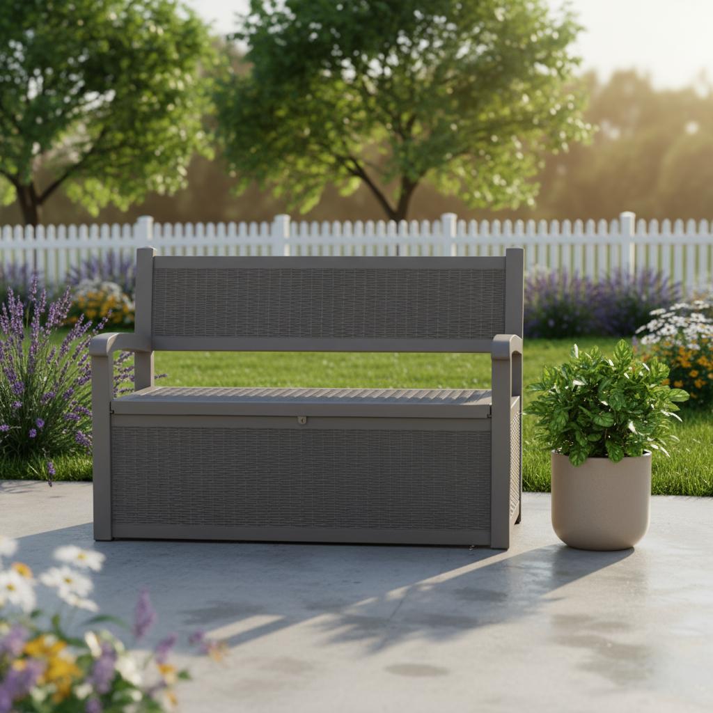 51" Light Brown Metal Storage Bench