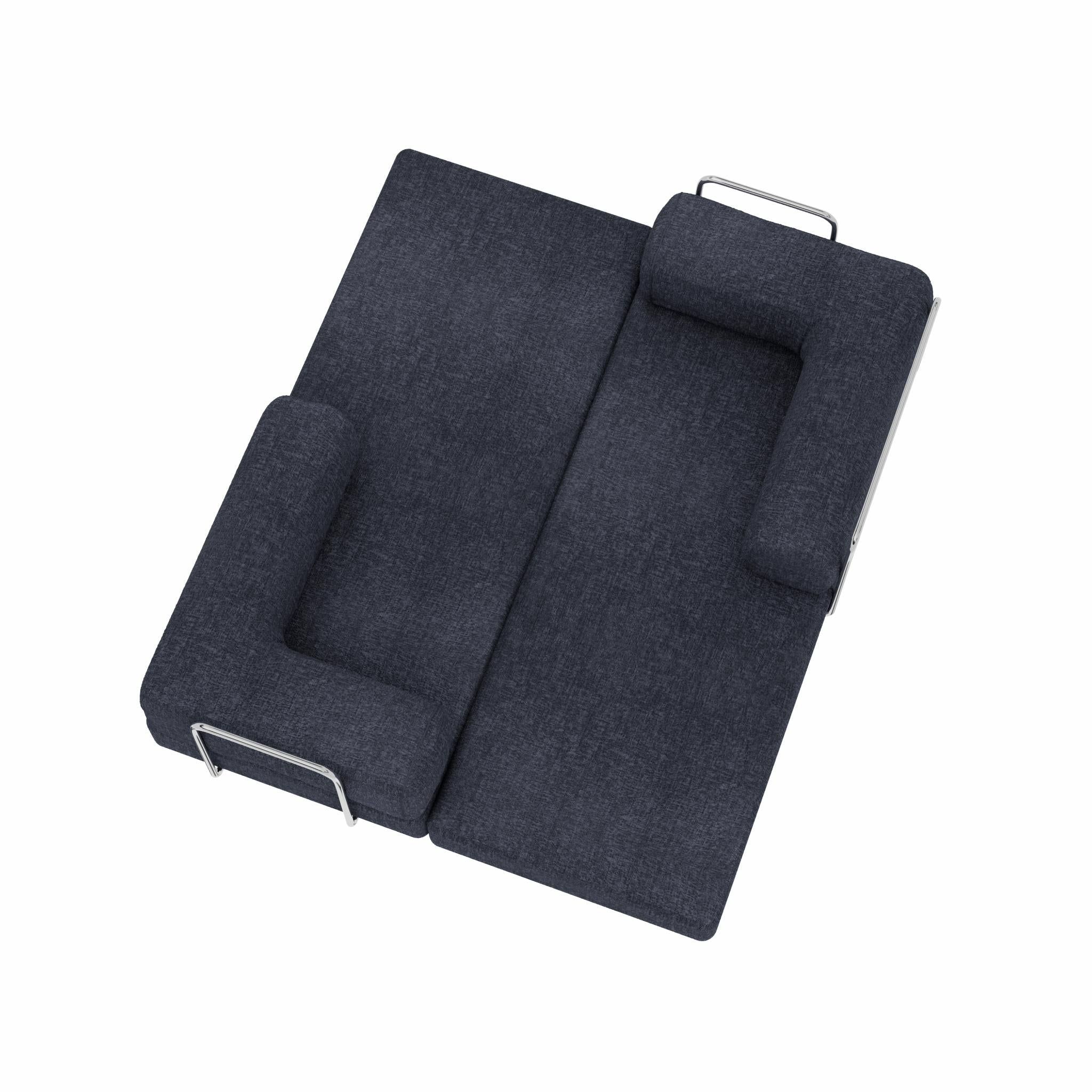 82" Blue Chenille Convertible Futon Sleeper Sofa