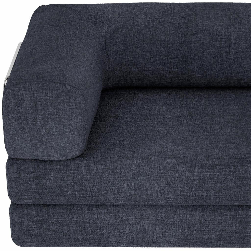 82" Blue Chenille Convertible Futon Sleeper Sofa