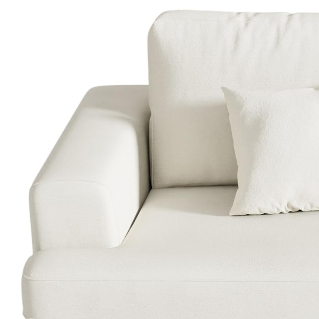 94" White Chenille Modular Stainless Steel Sleeper Sofa With Toss Pillows