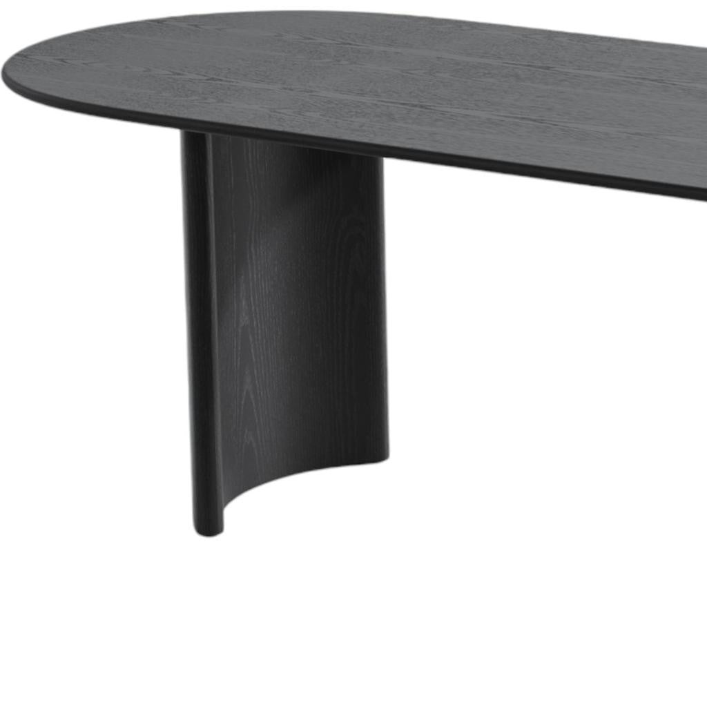 79" Black Solid Wood Double Pedestal Base Oval Dining Table
