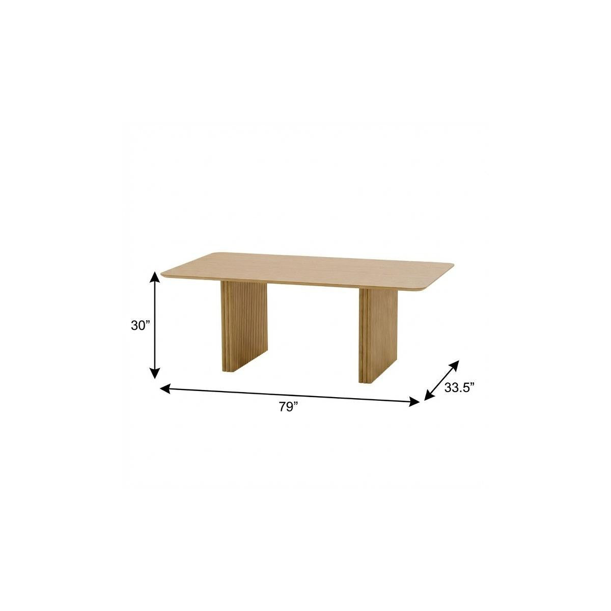 79" Natural Solid Wood Double Pedestal Base Dining Table