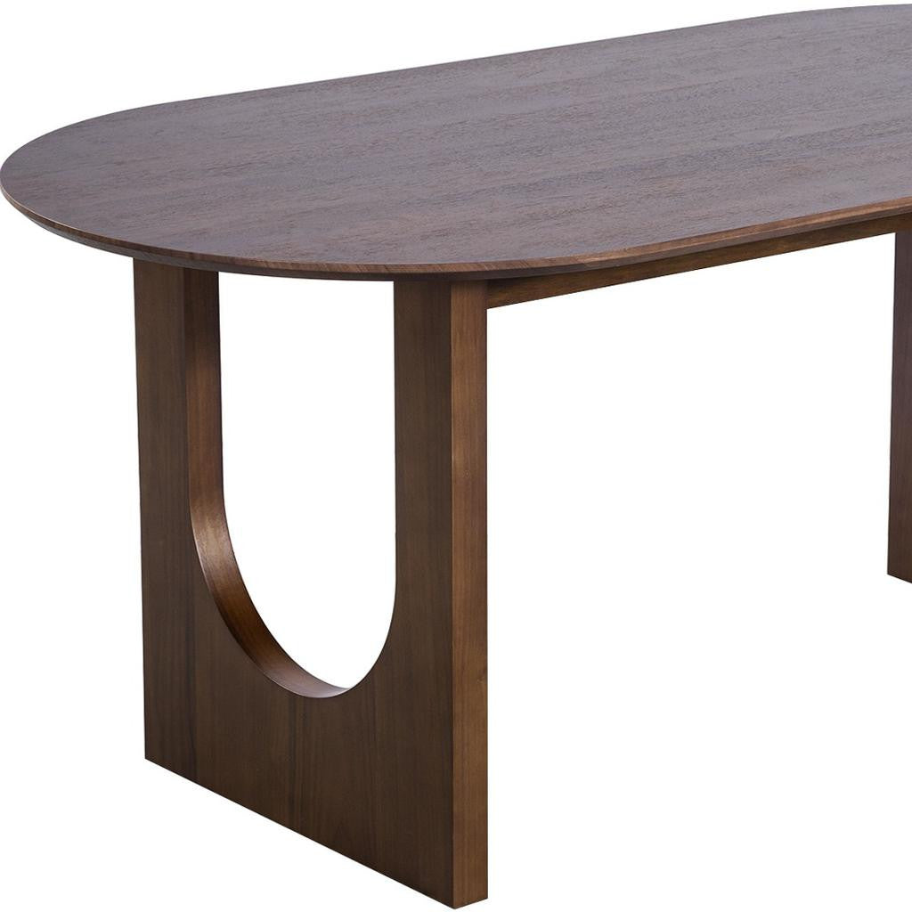 79" Walnut Solid Wood Geo Double Pedestal Base Oval Dining Table