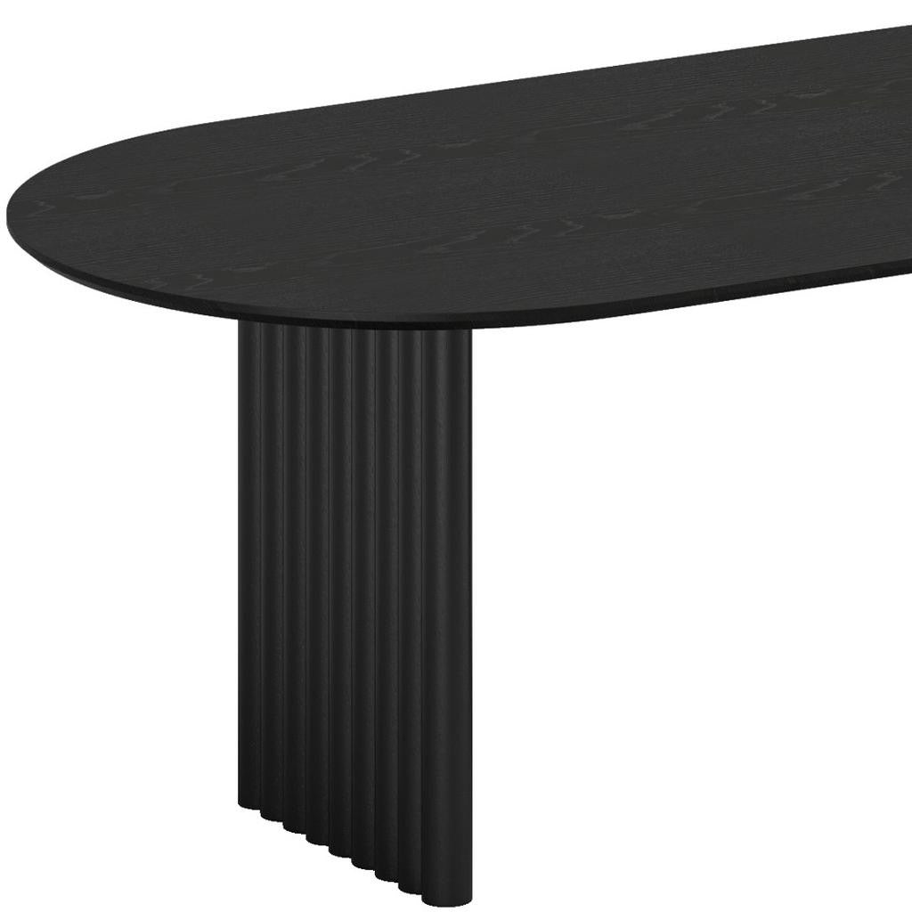 79" Black Solid Wood Double Pedestal Base Oval Dining Table