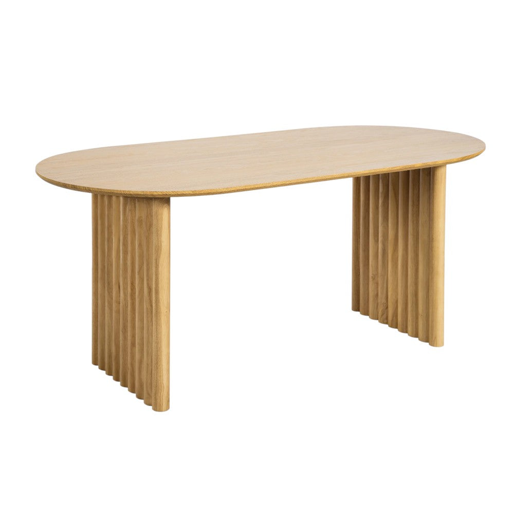 79" Natural Solid Wood Double Pedestal Base Oval Dining Table