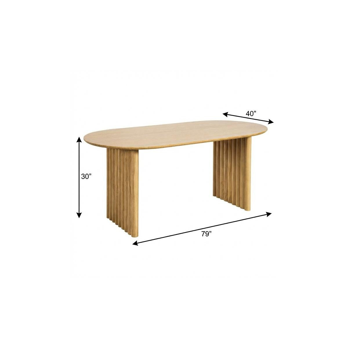 79" Natural Solid Wood Double Pedestal Base Oval Dining Table