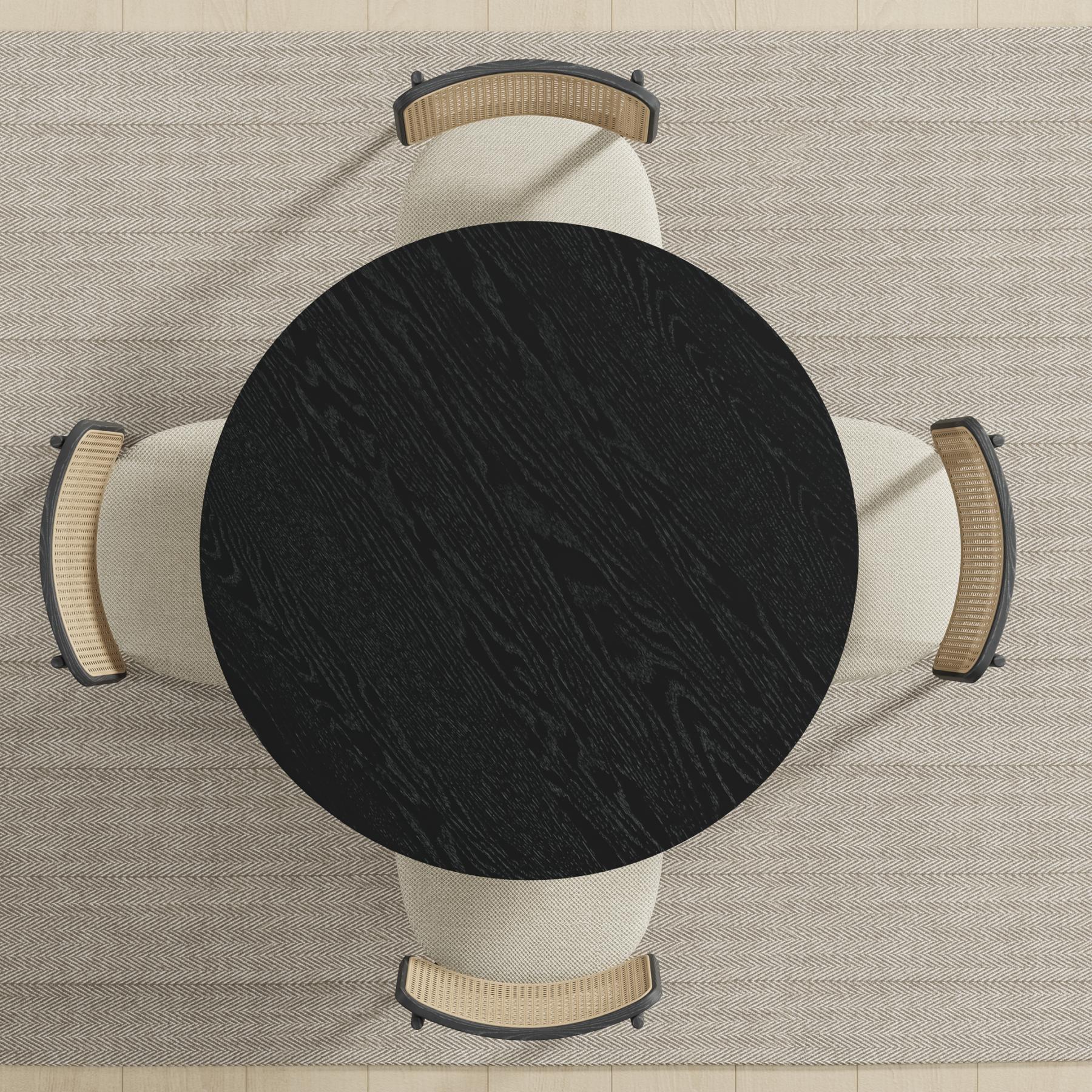 42" Black Solid Wood Round Top Dining Table