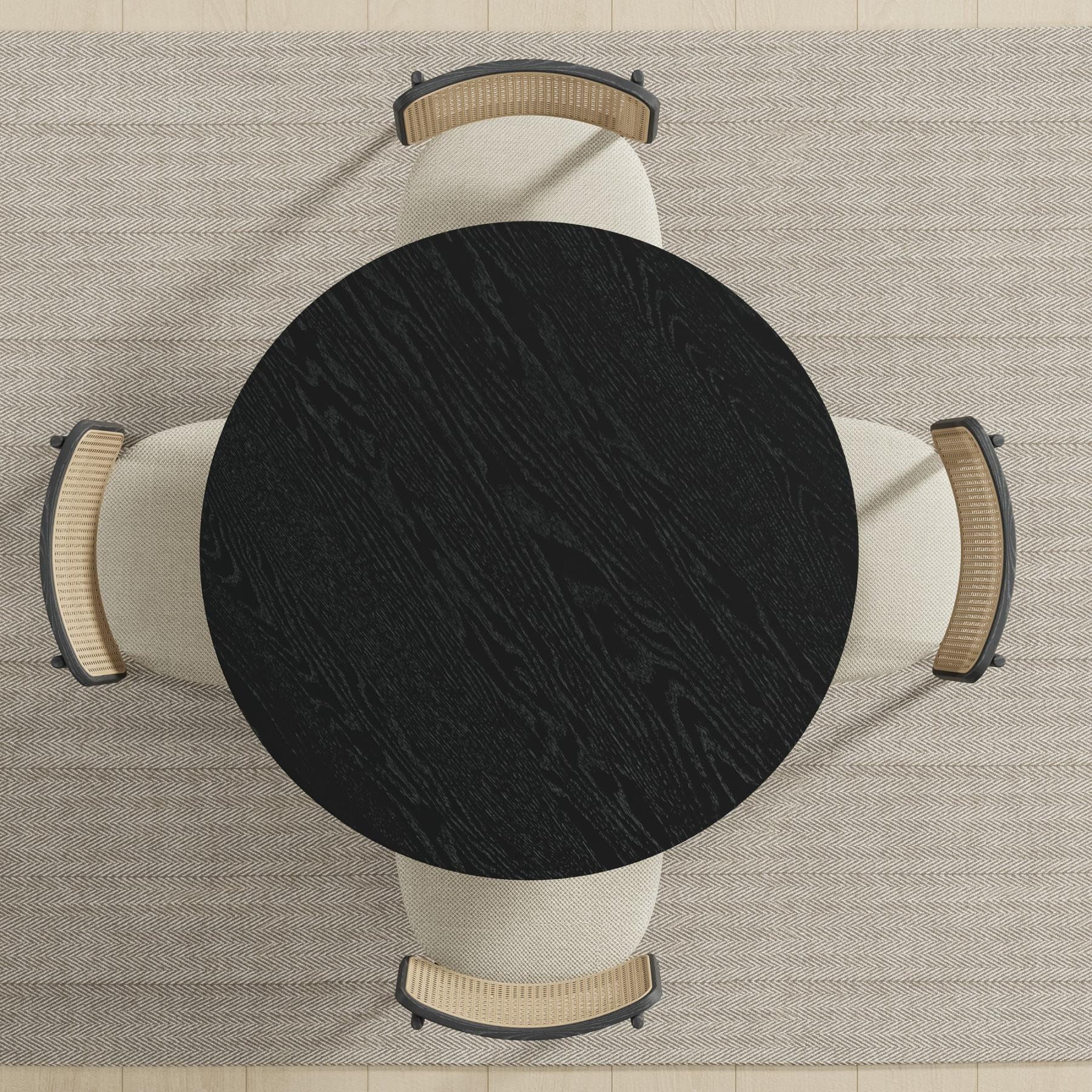 42" Black Solid Wood Round Top Dining Table