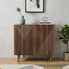 32" Brown Wood Carved Geometric Sideboard With Two Doors