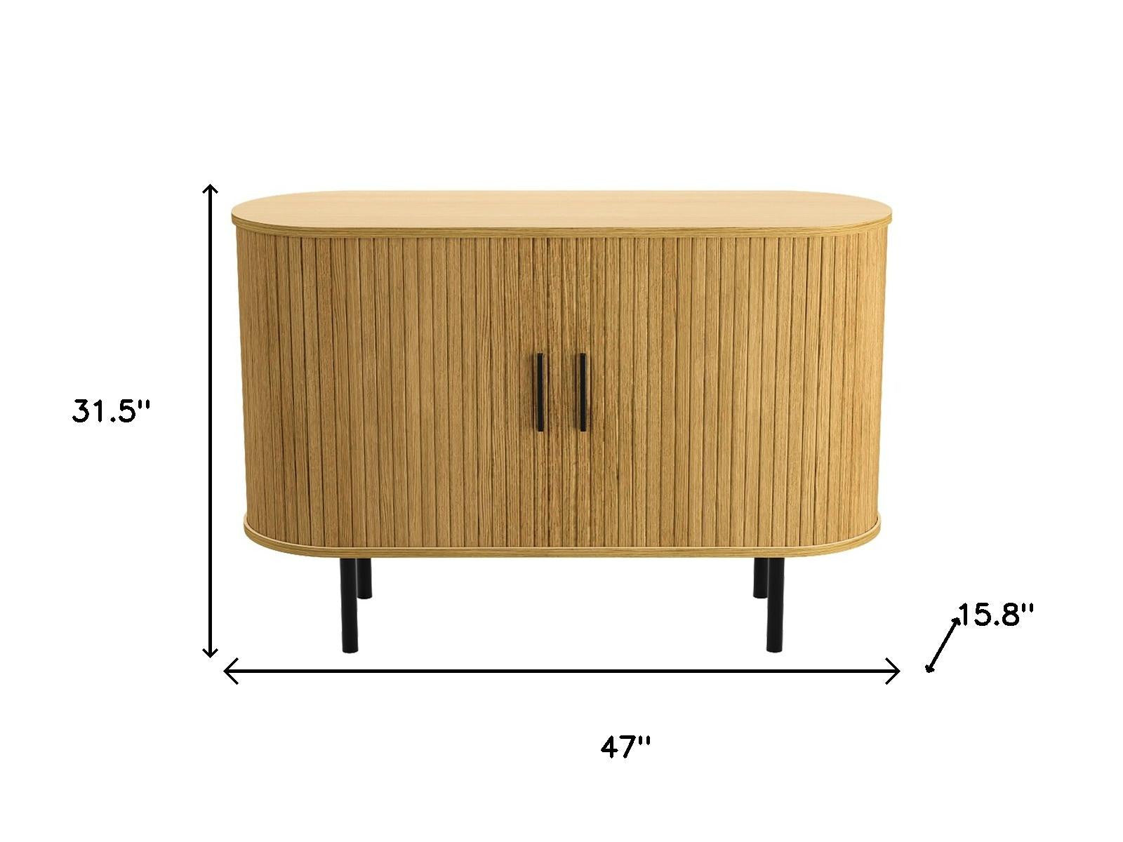 47" Natural Wood Sideboard With Two Sliding Doors