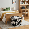 15" Black and White Faux Fur Cow Print Storage Ottoman