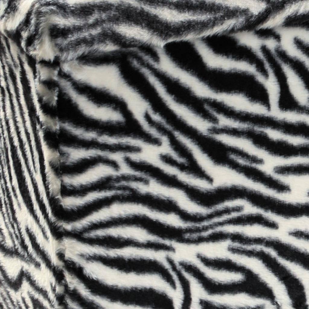 30" Black and White Faux Fur Zebra Storage Ottoman