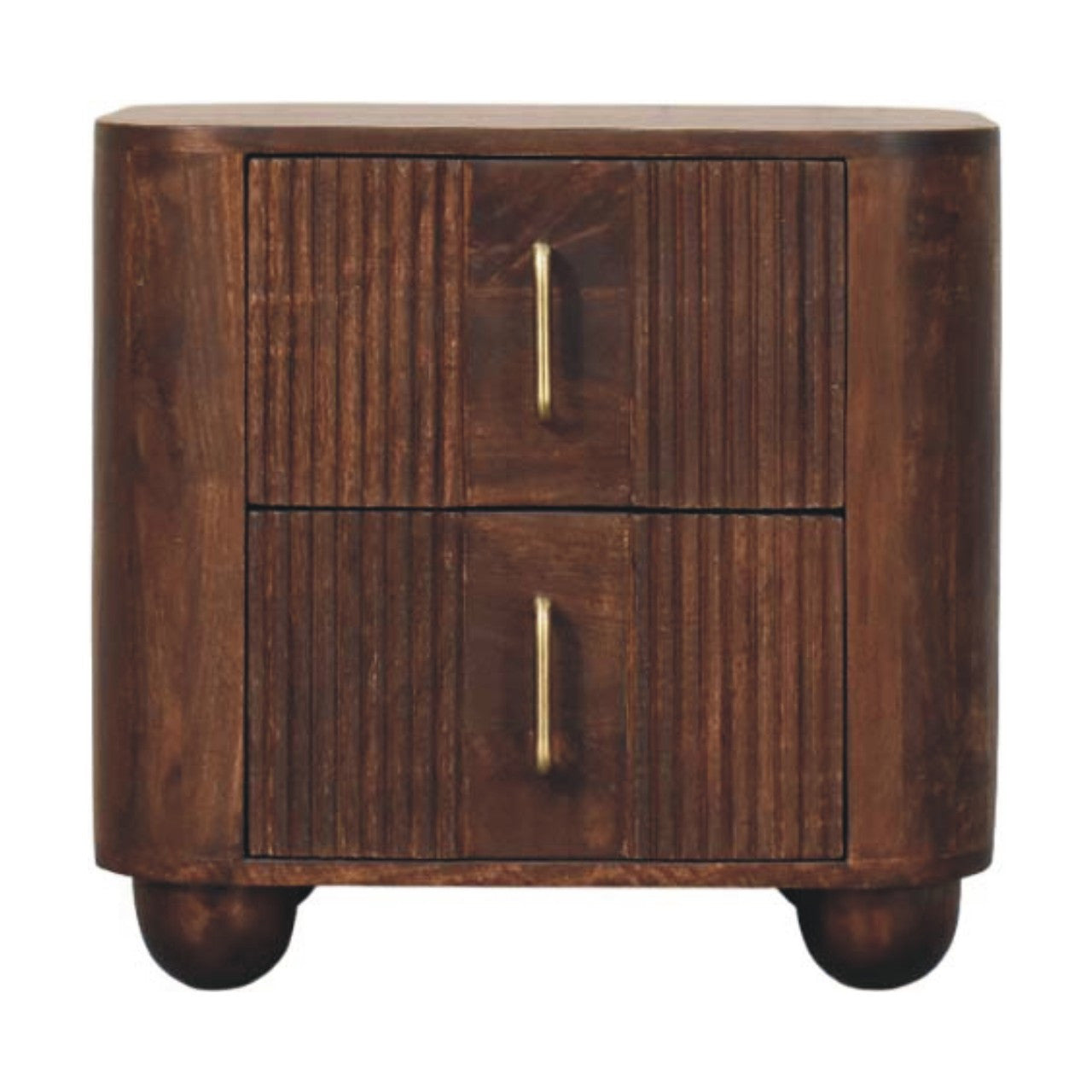 21" Brown Solid Wood Distressed Two Drawer Nightstand