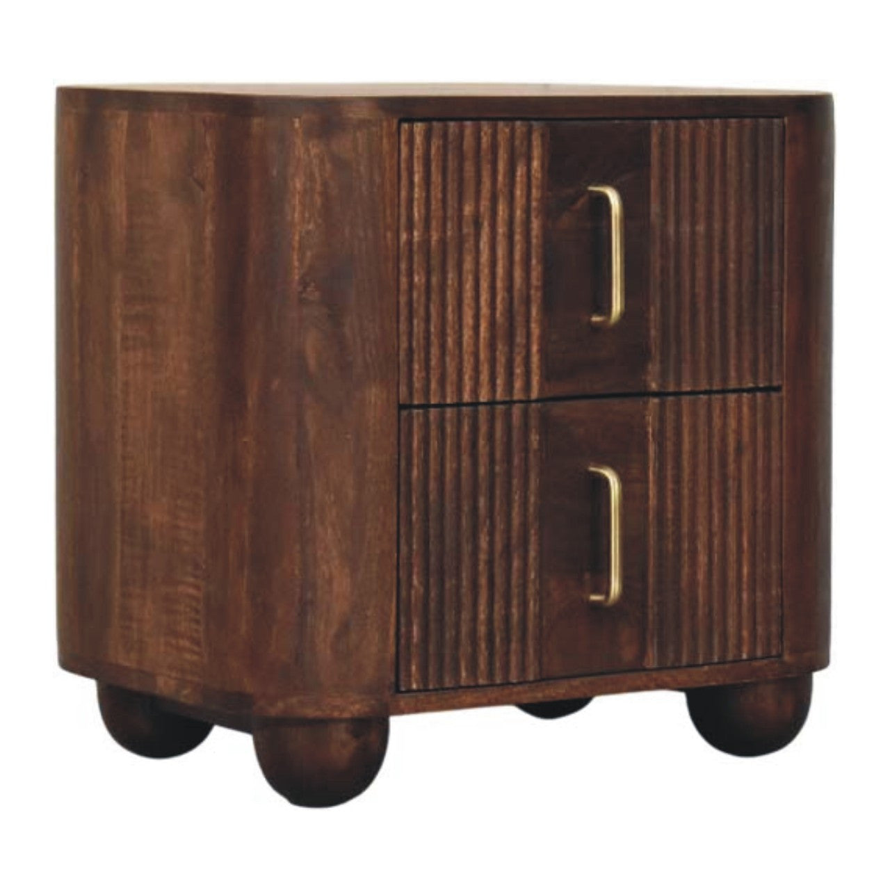 21" Brown Solid Wood Distressed Two Drawer Nightstand
