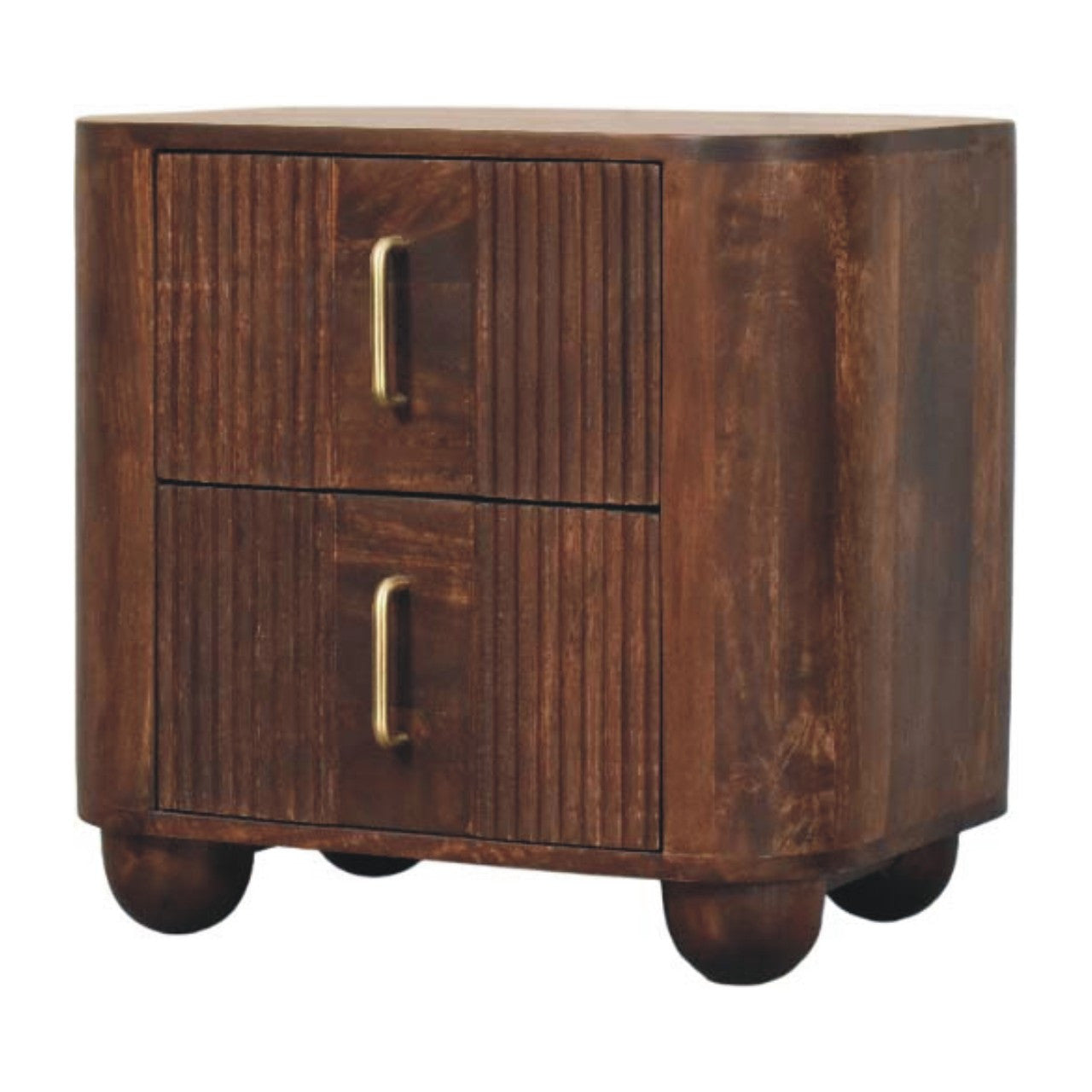 21" Brown Solid Wood Distressed Two Drawer Nightstand