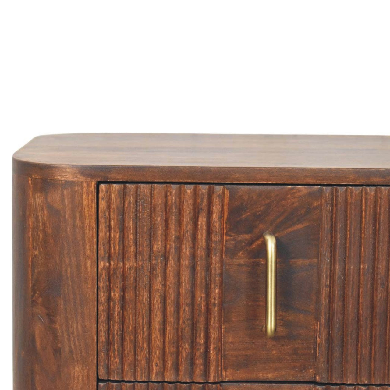 21" Brown Solid Wood Distressed Two Drawer Nightstand