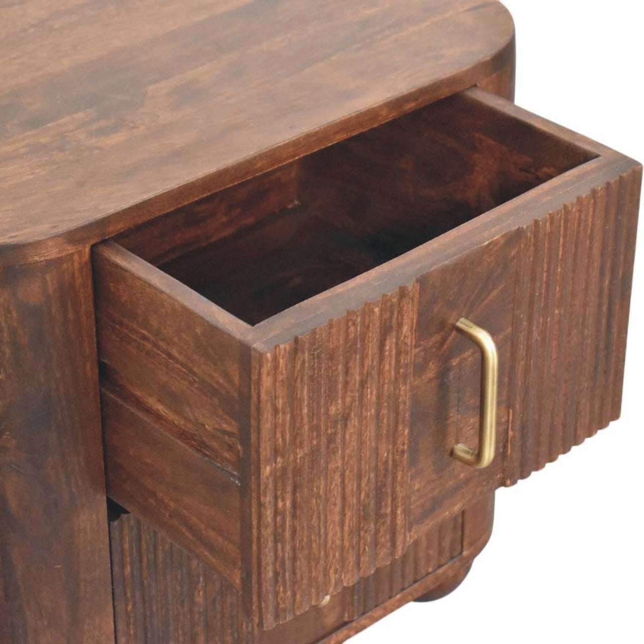 21" Brown Solid Wood Distressed Two Drawer Nightstand