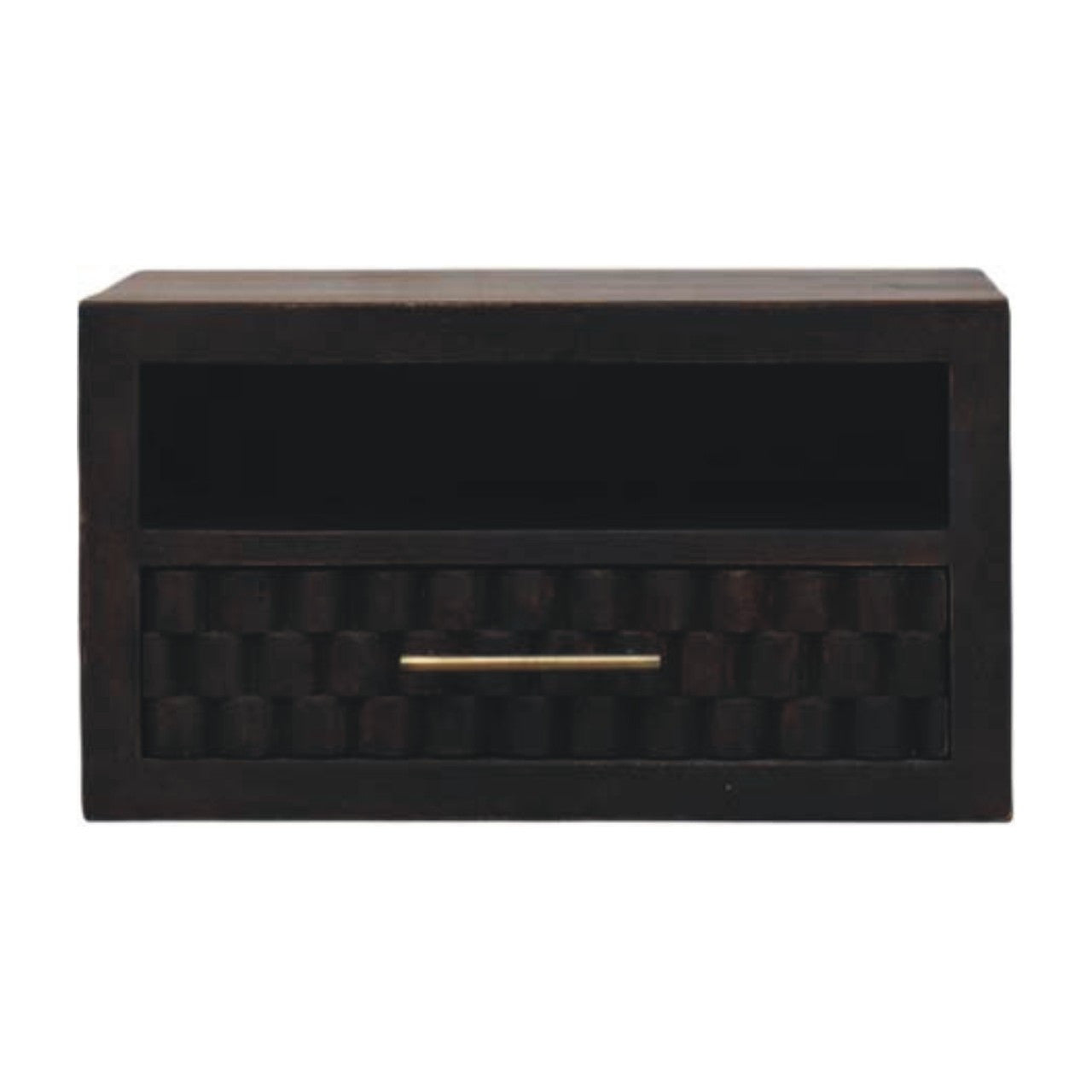 18" Brown Solid Wood One Drawer Floating Nightstand