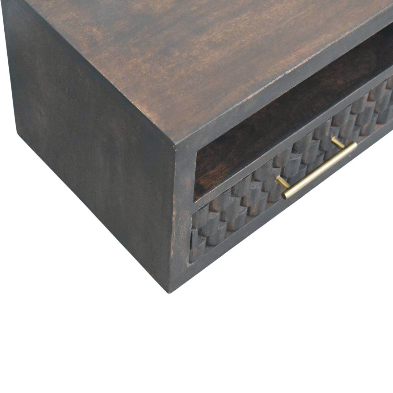 18" Brown Solid Wood One Drawer Floating Nightstand
