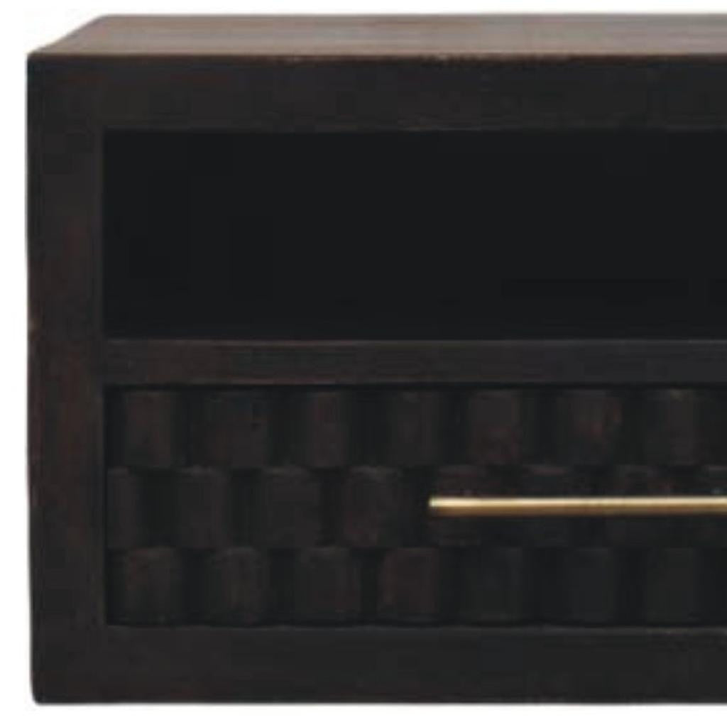 18" Brown Solid Wood One Drawer Floating Nightstand