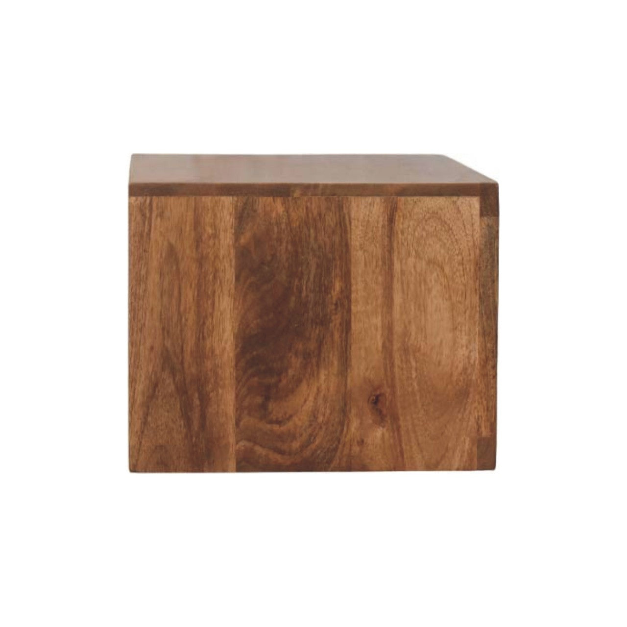 18" Brown Solid Wood Carved Geometric One Drawer Floating Nightstand