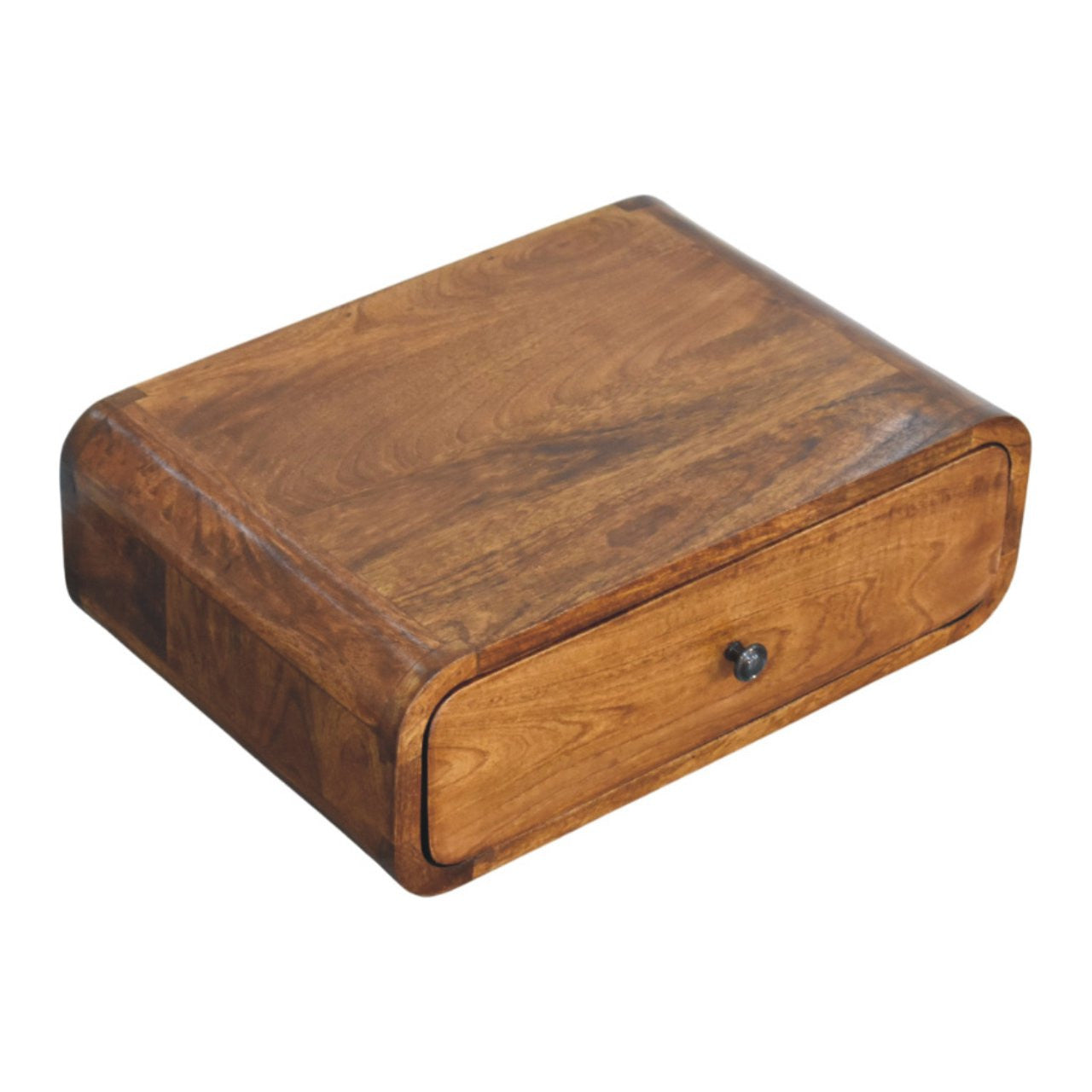 18" Chestnut Solid Wood Distressed One Drawer Floating Nightstand