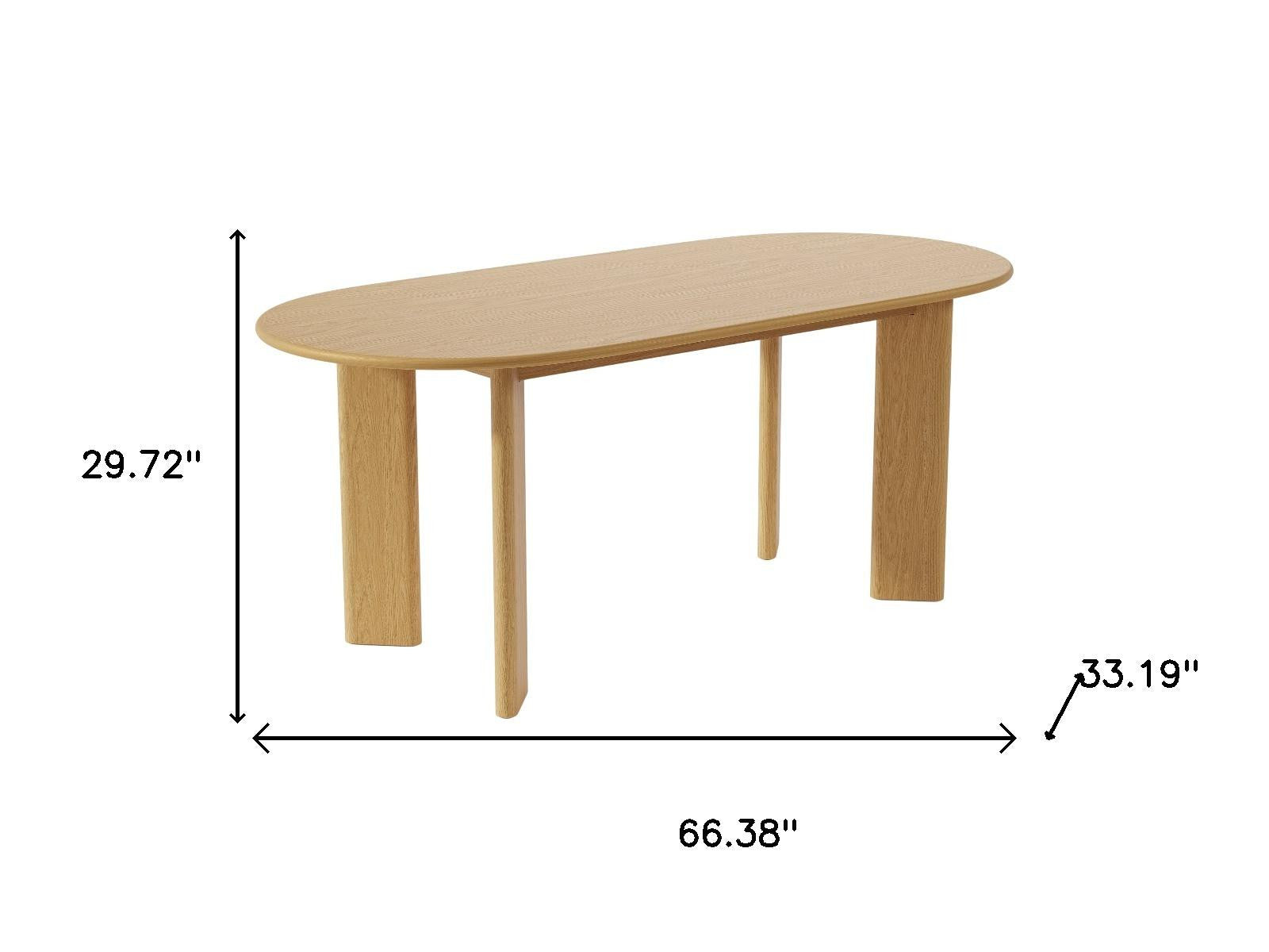 66" Natural Solid Wood Oval Dining Table