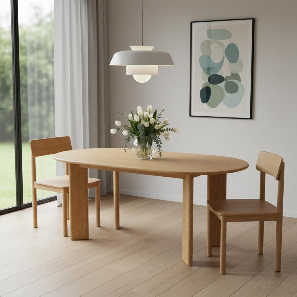 66" Natural Solid Wood Oval Dining Table