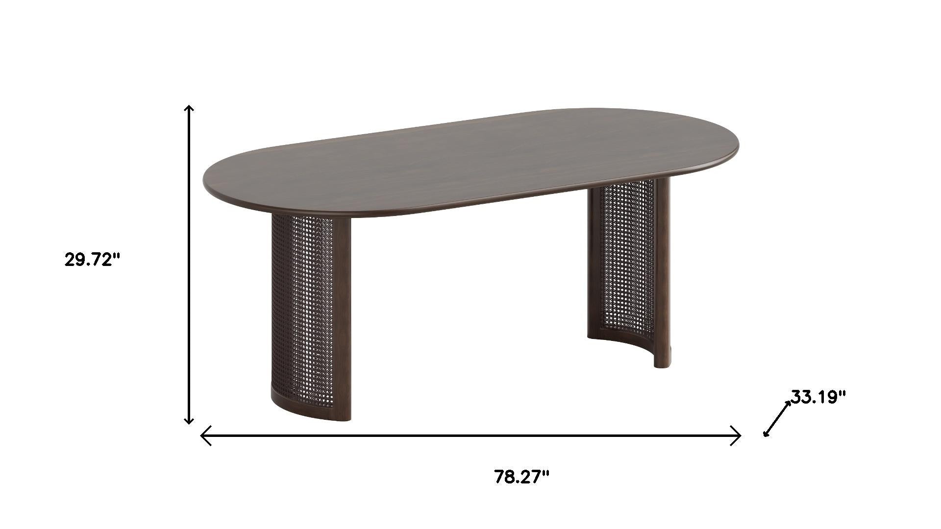 78" Brown Solid Wood Double Pedestal Base Oval Dining Table