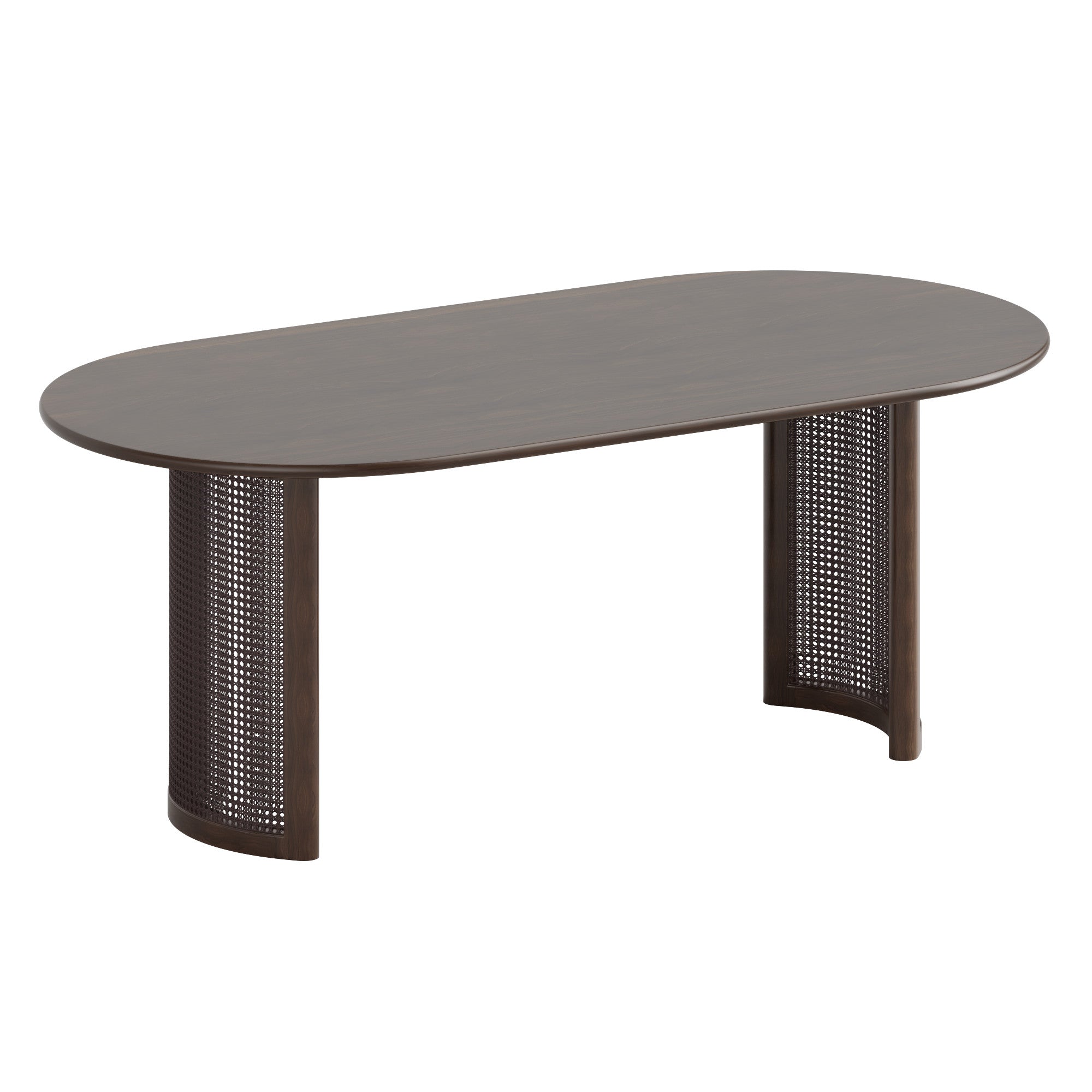 78" Brown Solid Wood Double Pedestal Base Oval Dining Table