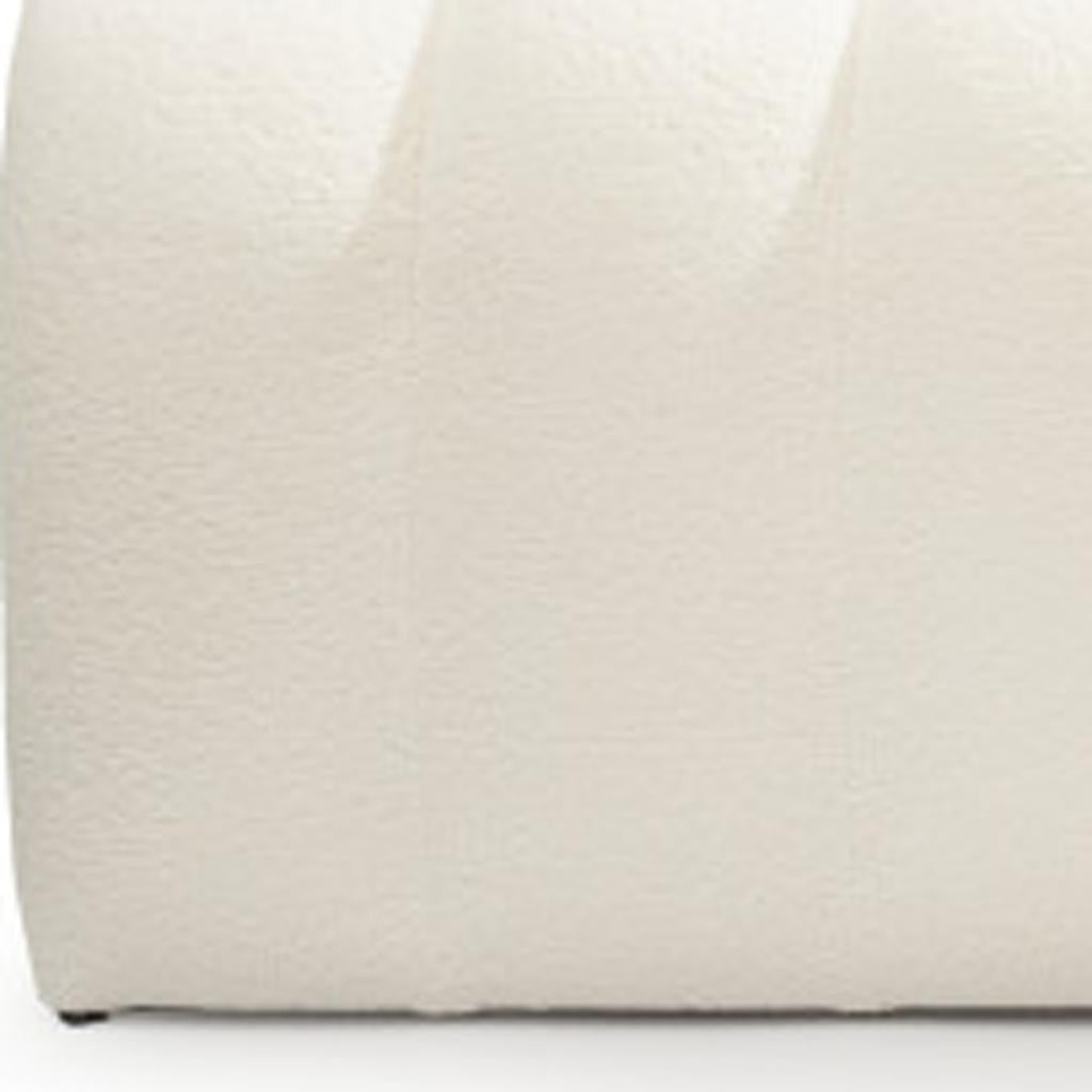 59" White Tufted Boucle Upholstered Bench