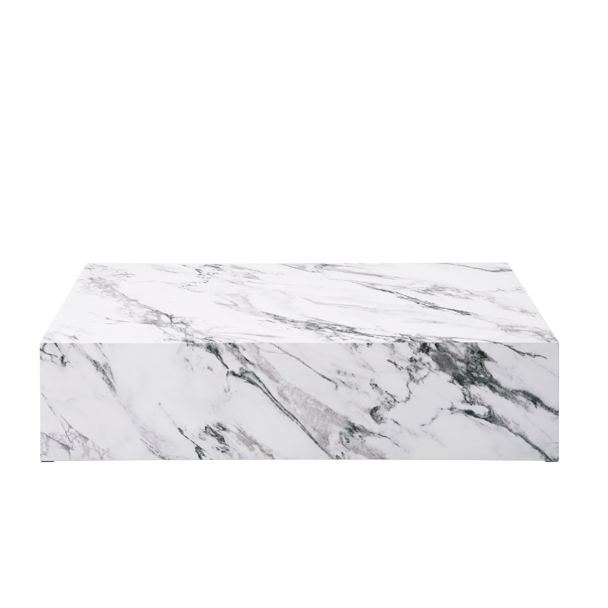 48" White Faux Marble Block Coffee Table