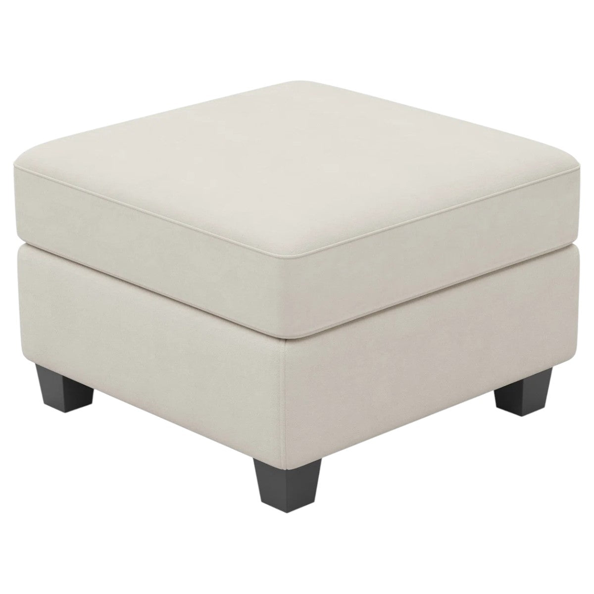25" Beige and Black Velvet Storage Ottoman