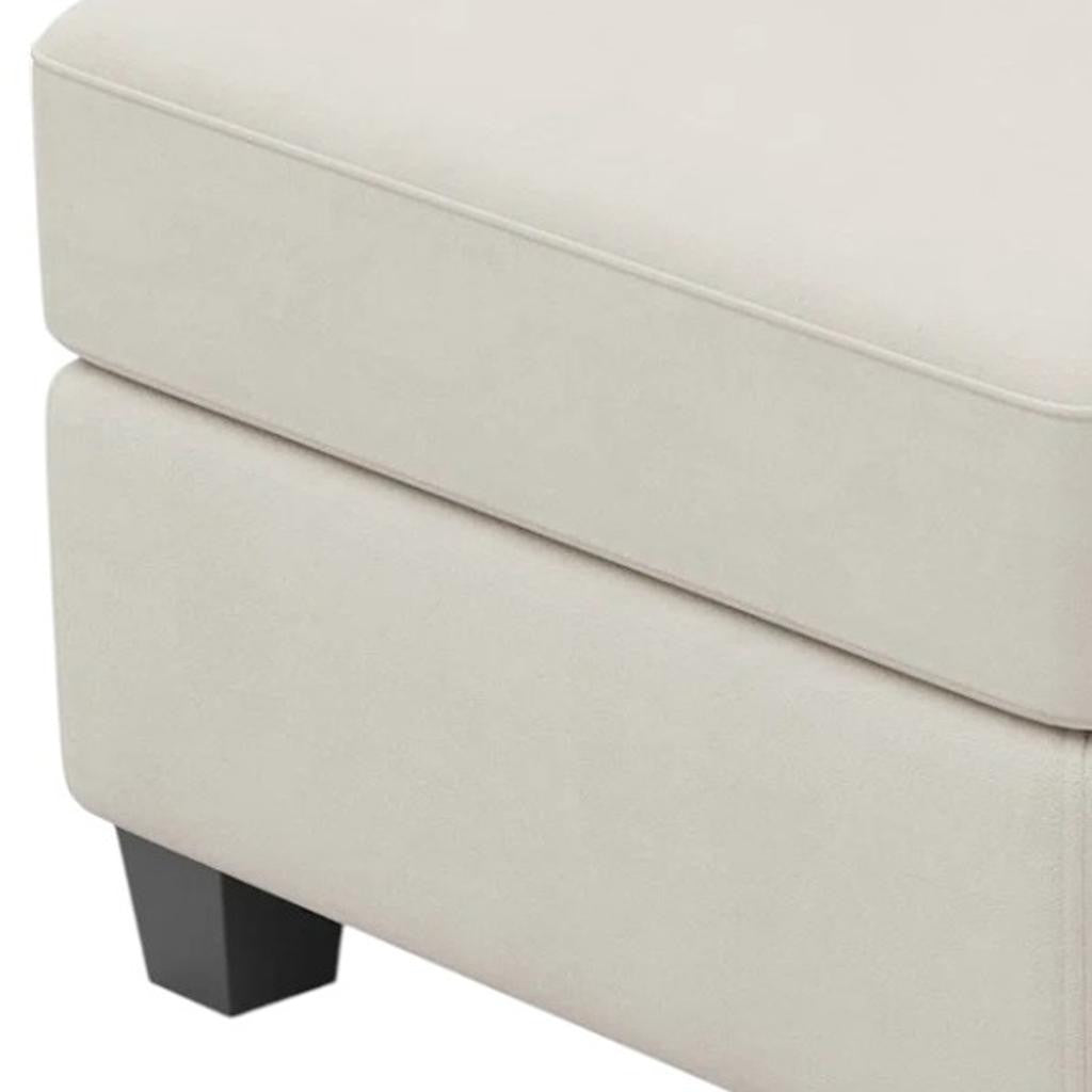 25" Beige and Black Velvet Storage Ottoman