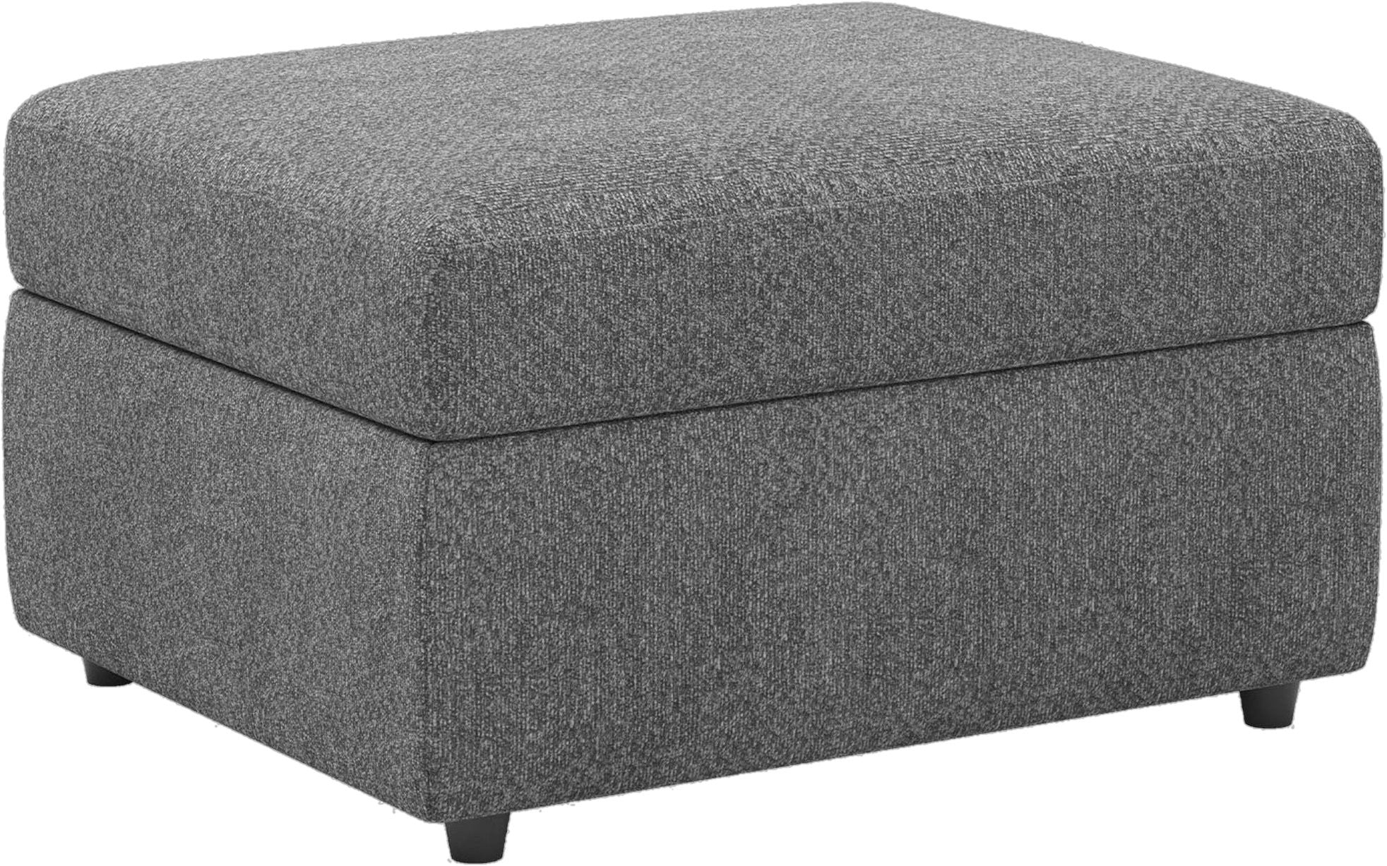 30" Light Gray and Black Chenille Storage Ottoman