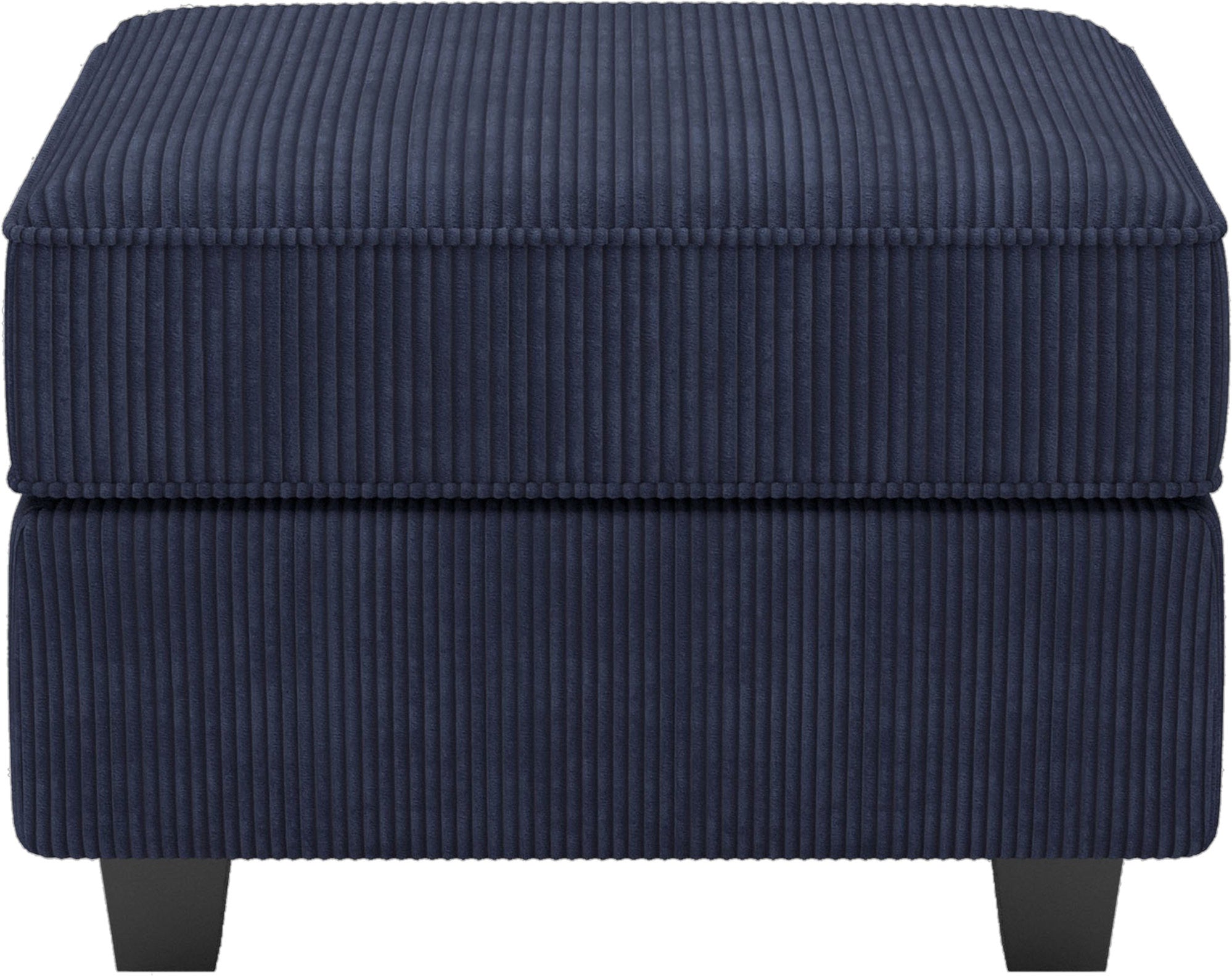 26" Navy Blue and Black Corduroy Storage Ottoman
