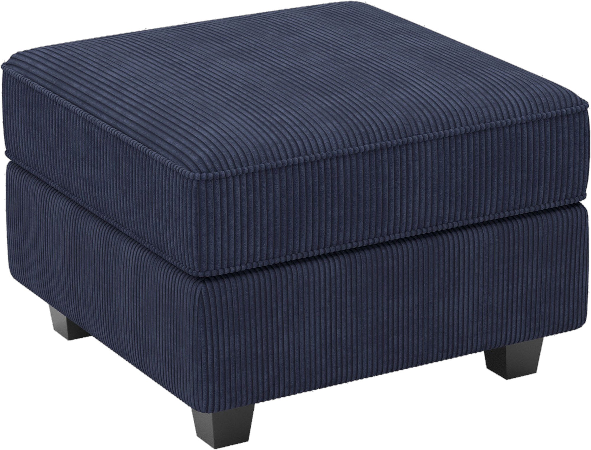26" Navy Blue and Black Corduroy Storage Ottoman
