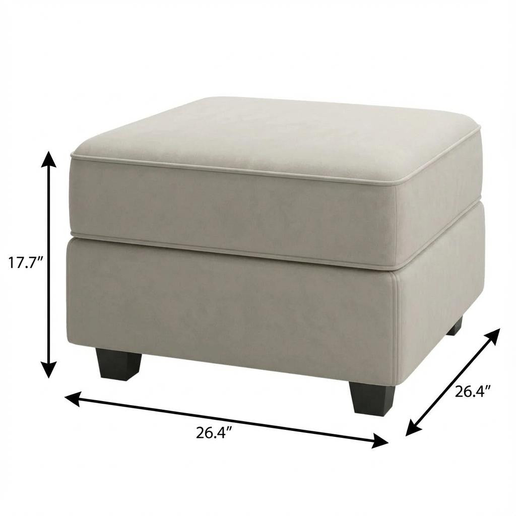 26" Gray and Black Microfiber Storage Ottoman
