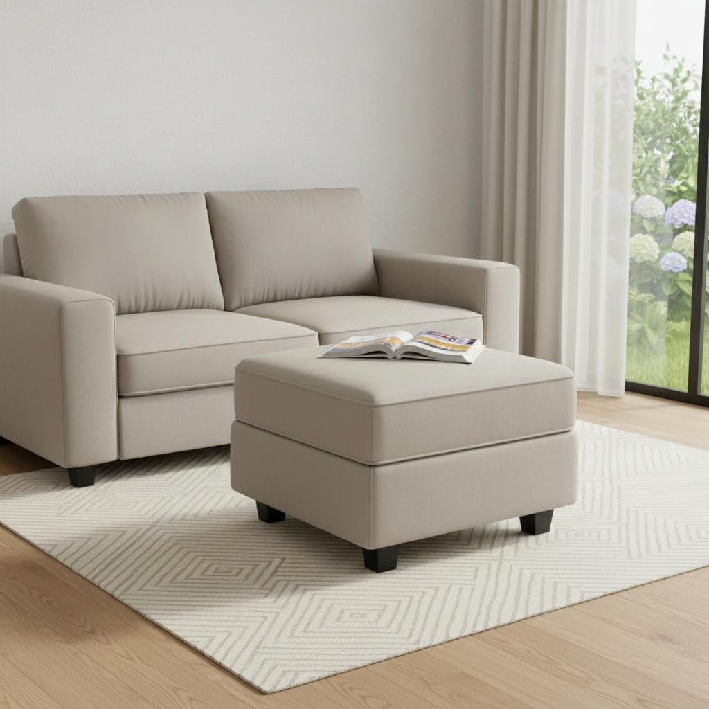 26" Gray and Black Microfiber Storage Ottoman