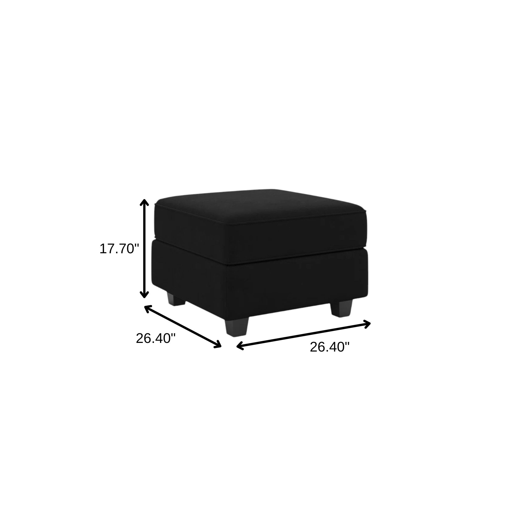 26" Black Microsuede Storage Ottoman