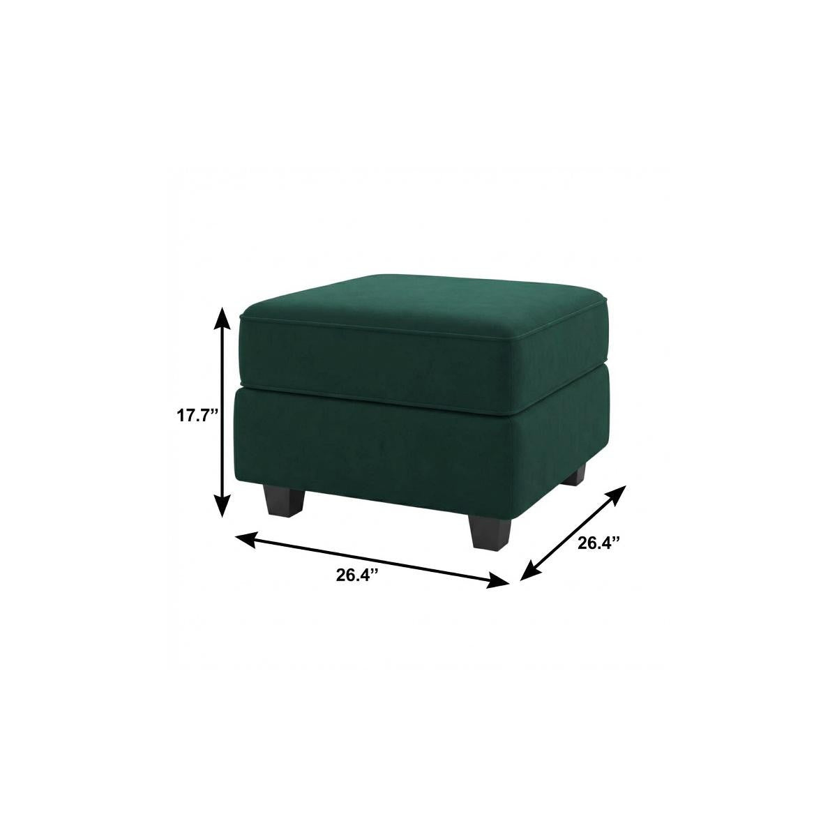 26" Green and Black Velvet Storage Ottoman